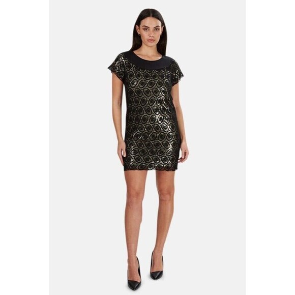 3.1 Phillip Lim Womens Gold Black Lace Overlay Dress 6 Mob Wife $875 - Picture 1 of 11
